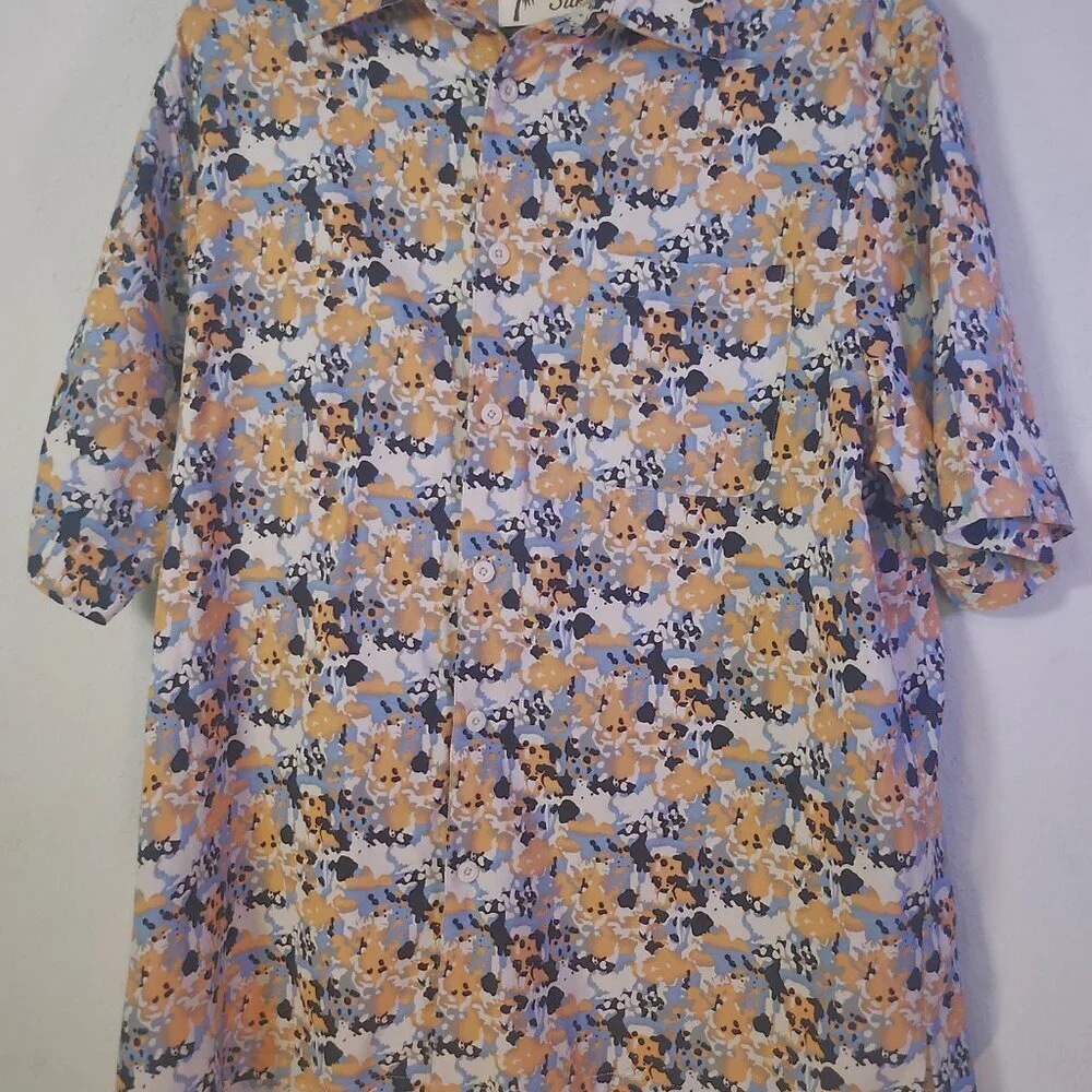 Vintage Silk Circa 1969 Multicolor Polo Vintage Beautiful Shirt 100% Silk - Picture 3 of 11